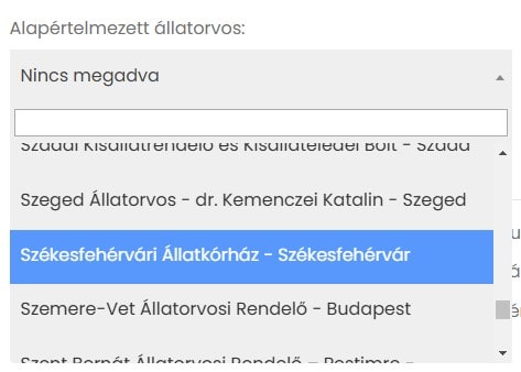 Alapértelmezett állatorvos beállítása 2